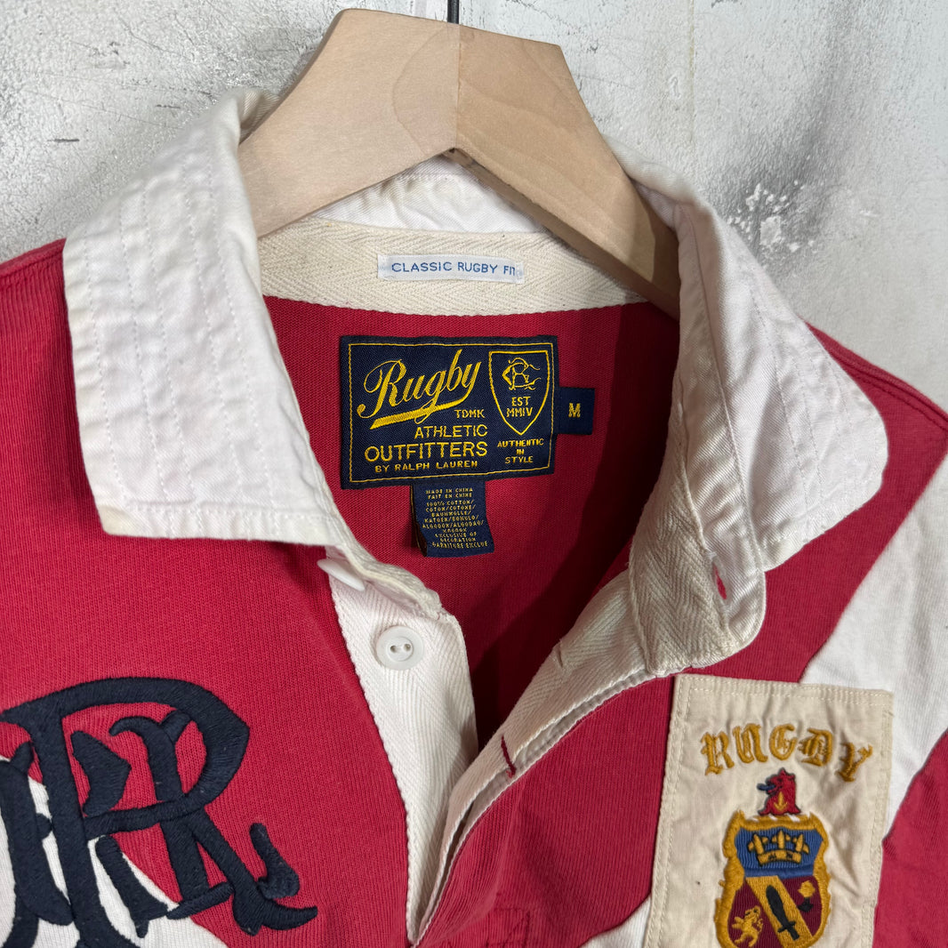 Ralph Lauren Red Rugby White V Crest Patch Polo