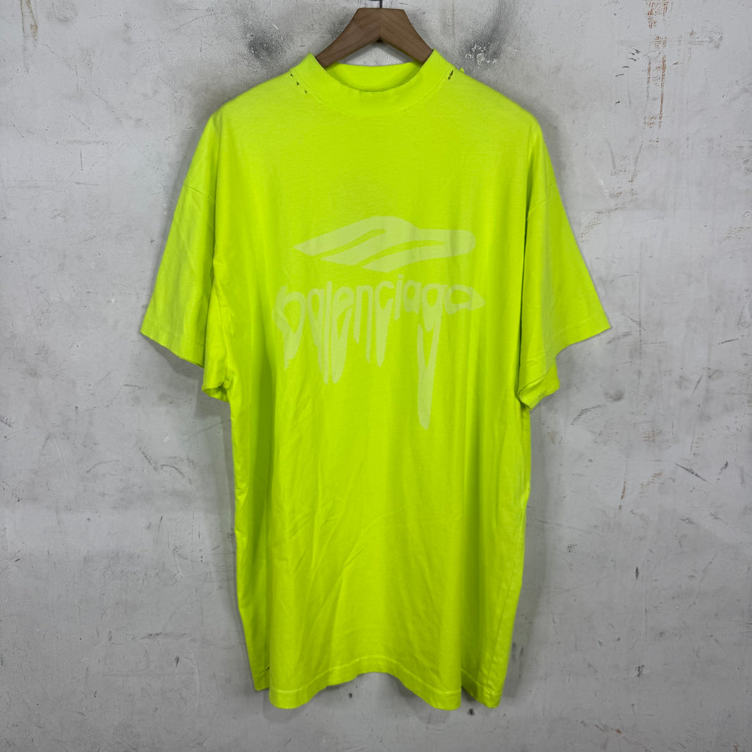 Balenciaga Neon Warped Logo T-Shirt