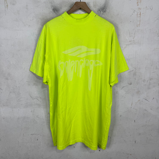 Balenciaga Neon Warped Logo T-Shirt