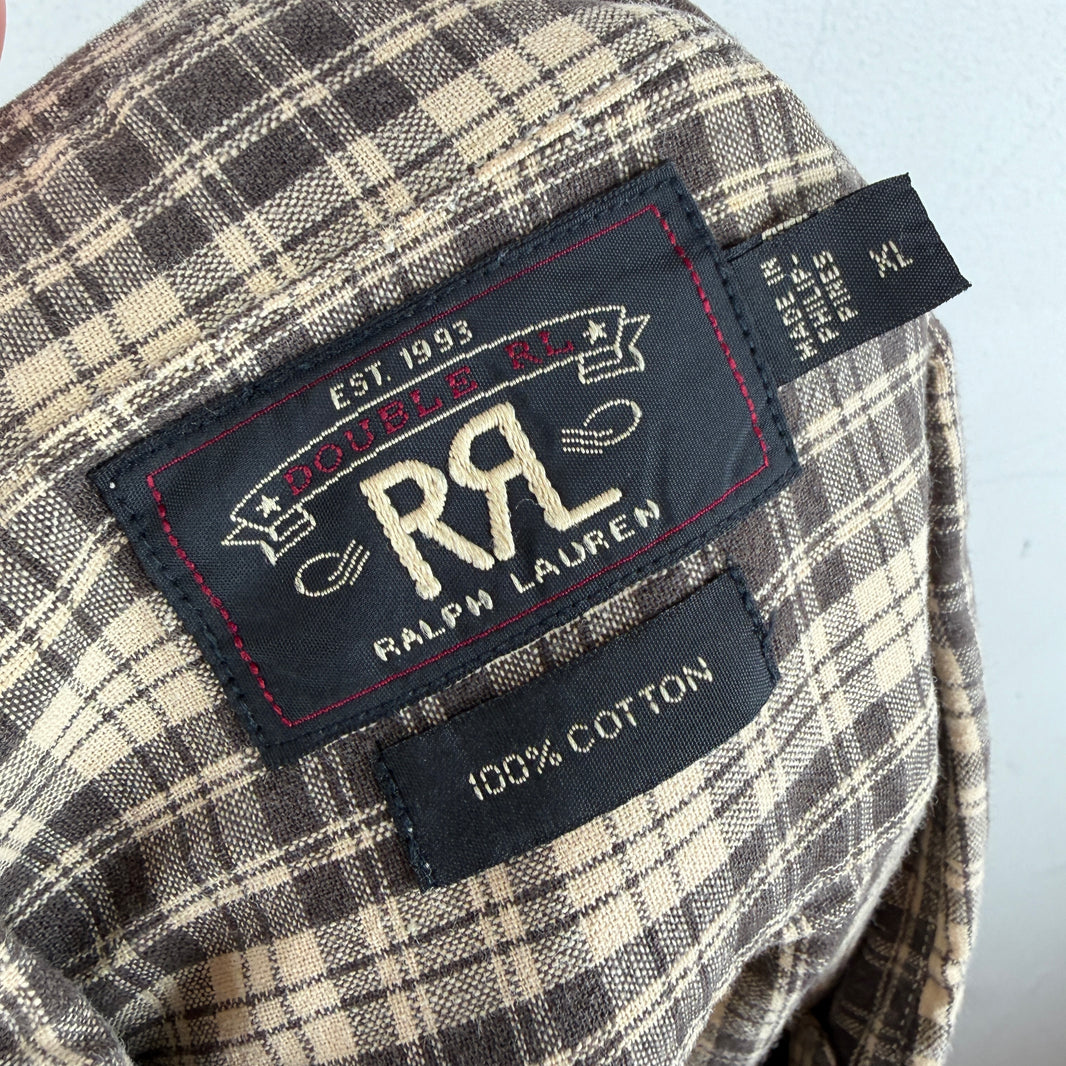 RRL Brown Plaid Button Up Shirt