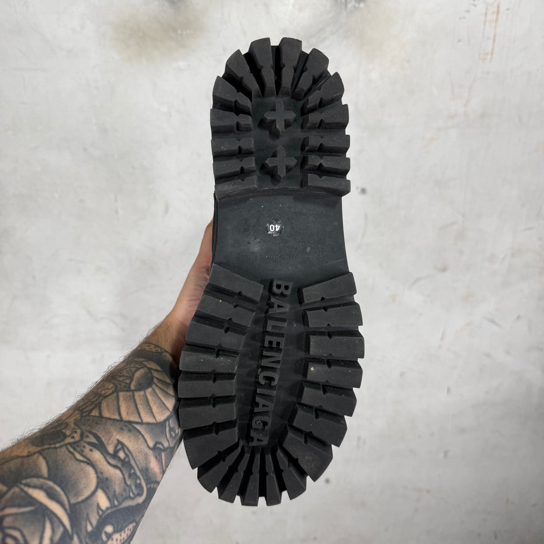 Balenciaga Canvas Ditressed Strike Boots
