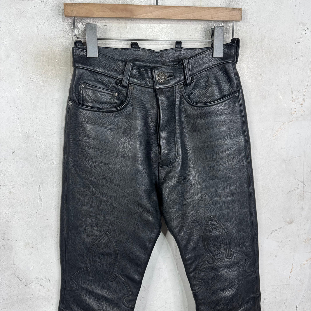 Chrome Hearts Heavy Leather Fleur Knee Pants