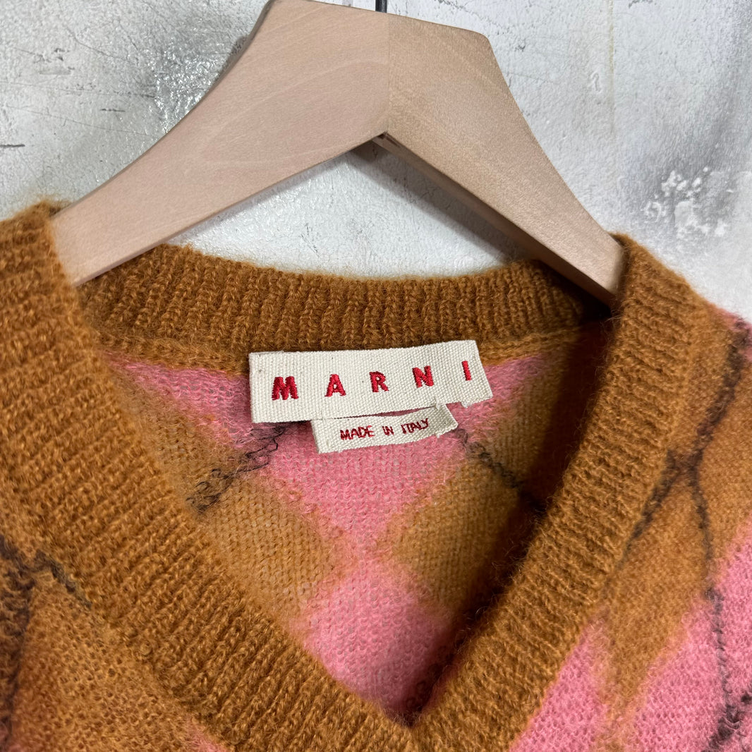Marni Fuzzy Mohair Argyle Sweater Vest