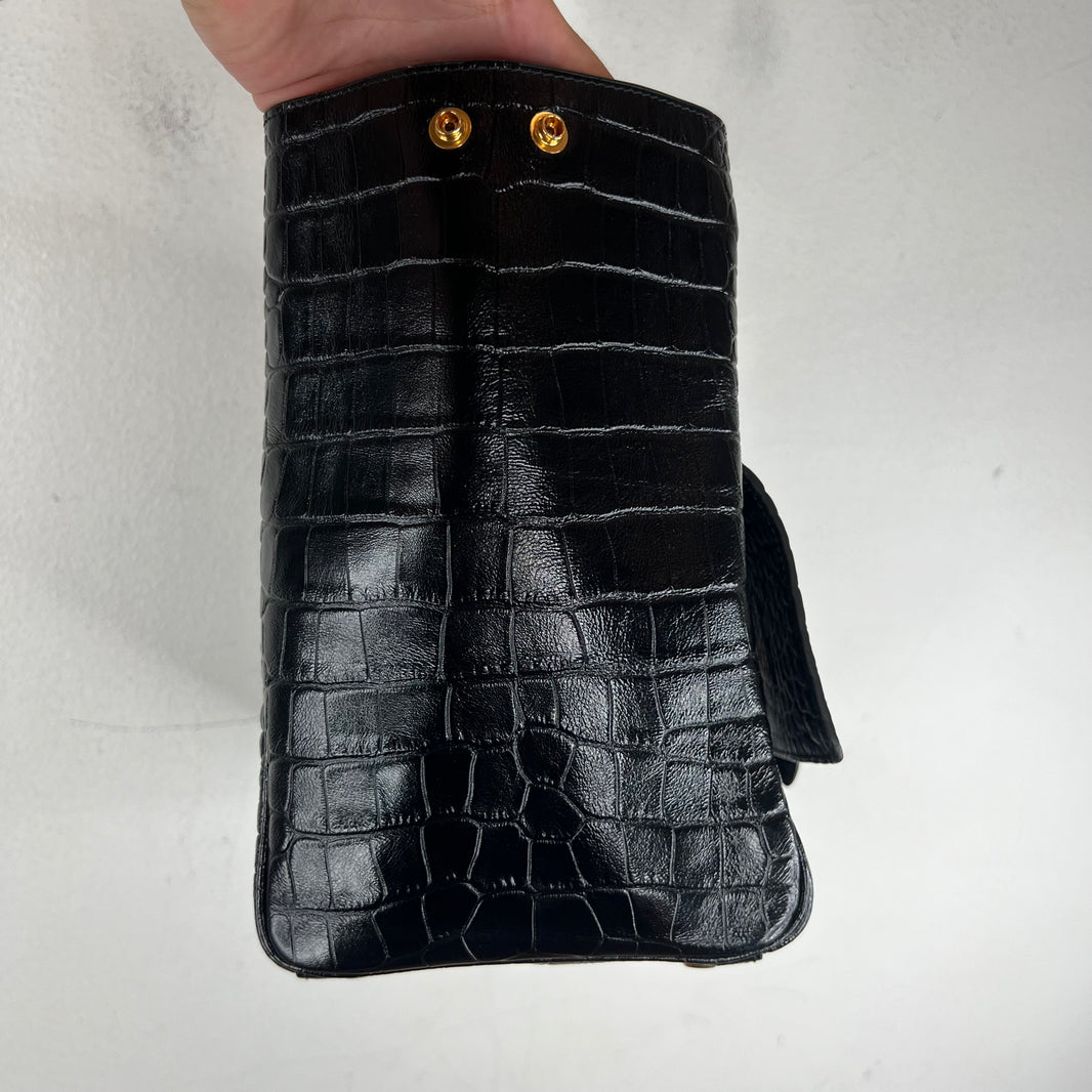 Balenciaga Medium Croc-Embossed Bel-Air Bag