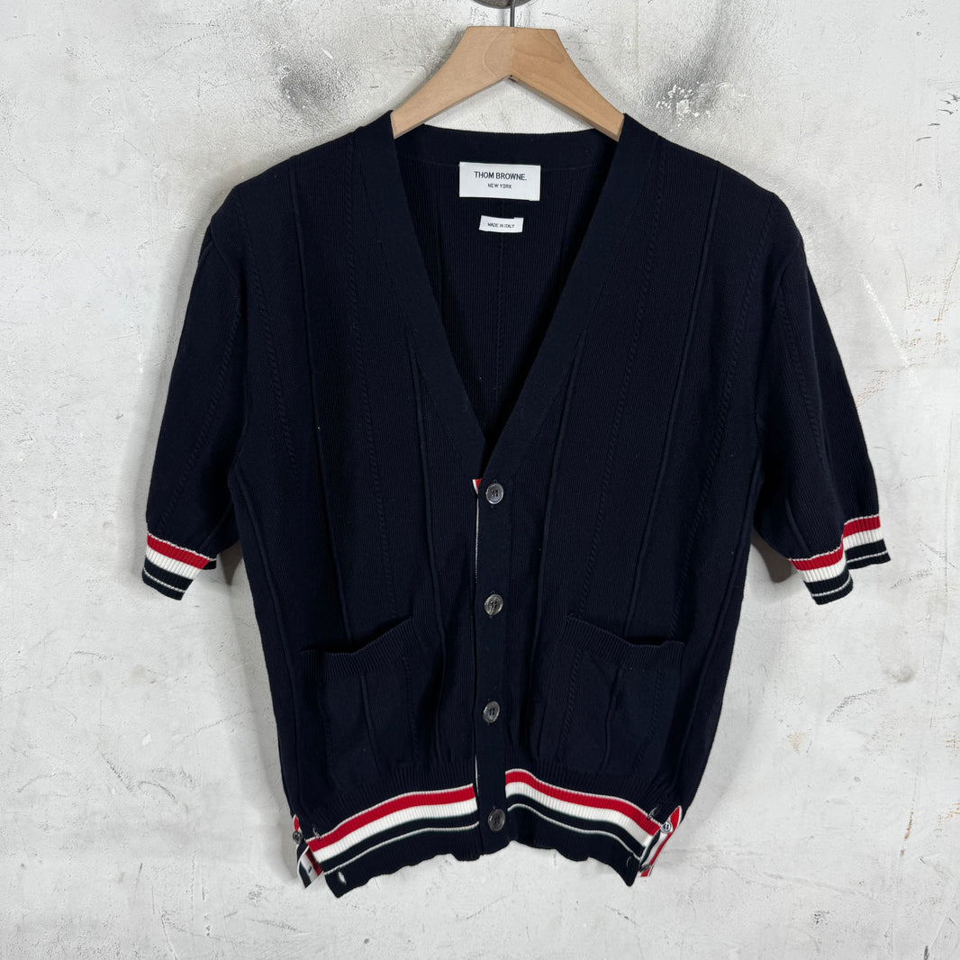Thom Browne Navy S/S Knit Cardigan