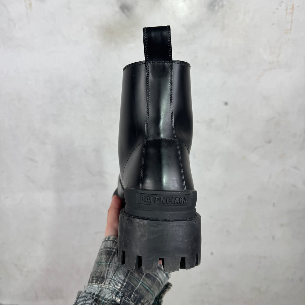 Balenciaga Black Leather Strike Boots