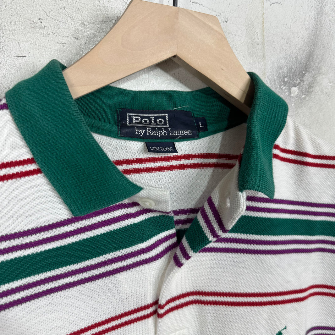 Ralph Lauren Striped White/Green/Red Polo