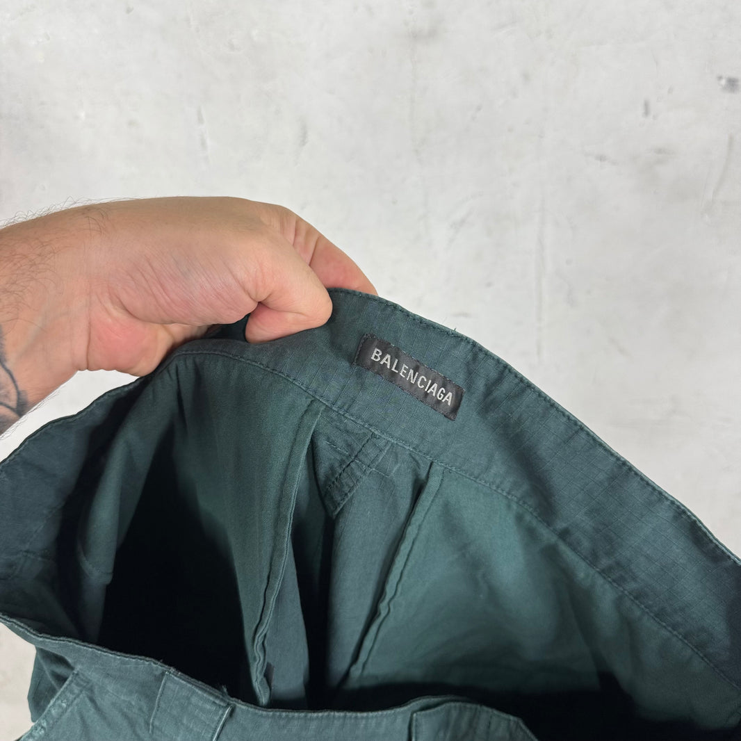 Balenciaga Green Drawstring Ripstop Cargos