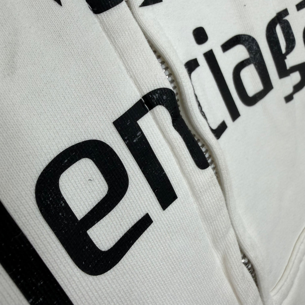 Balenciaga White Soccer Crest Zip Up Hoodie