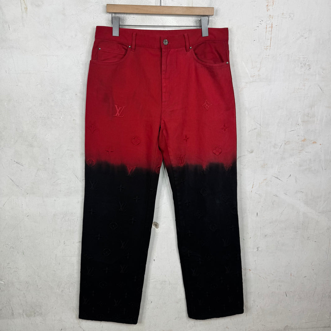 Louis Vuitton Red Gradient Monogram Jeans
