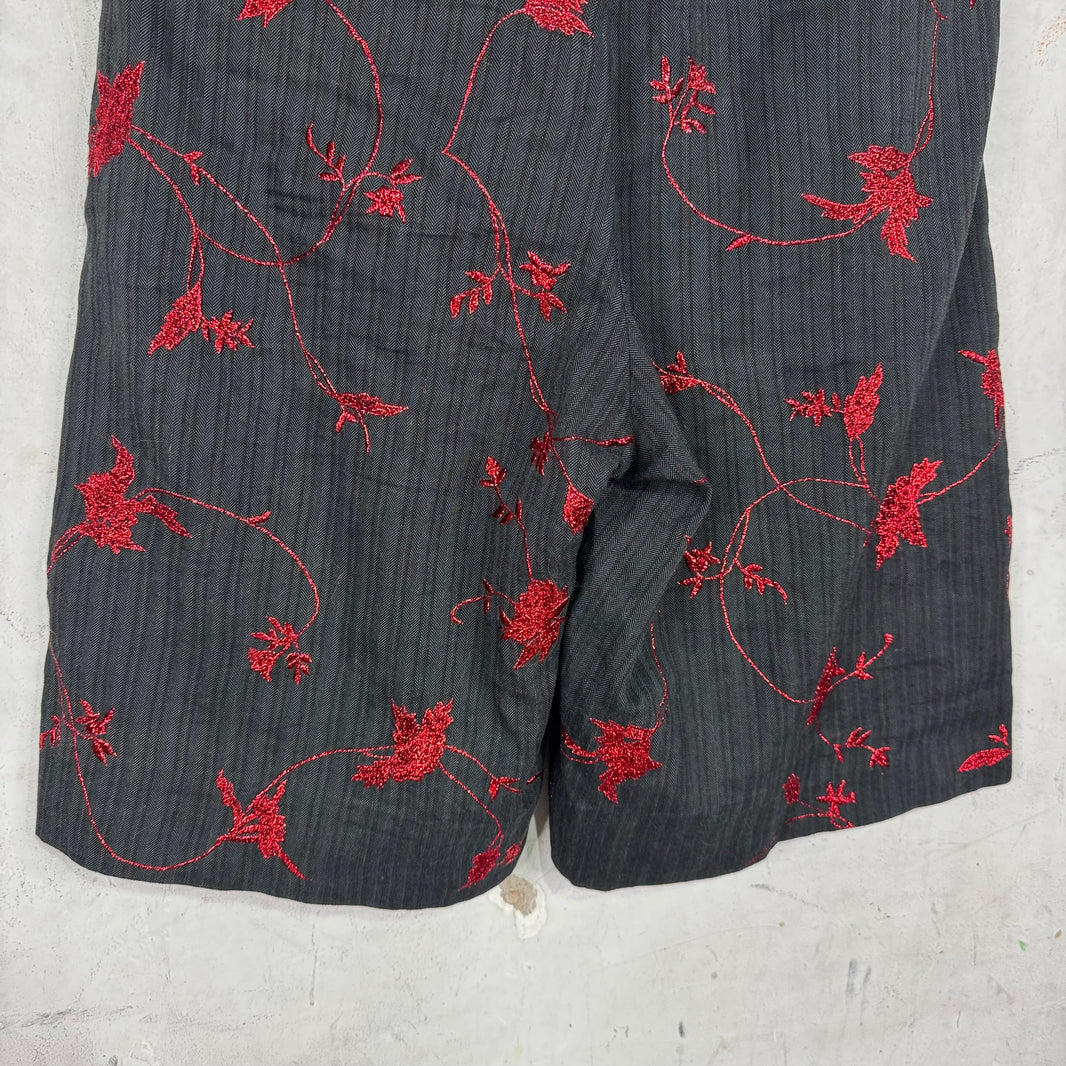 Dries Van Noten Metallic Floral Pleated Loose Shorts