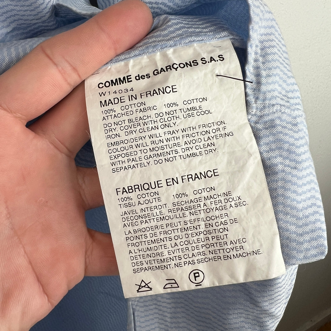 CDG Baby Blue Zigzag Pattern Button Up Shirt