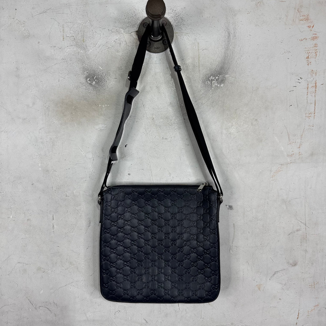 Gucci Monogram Embossed Messenger Bag