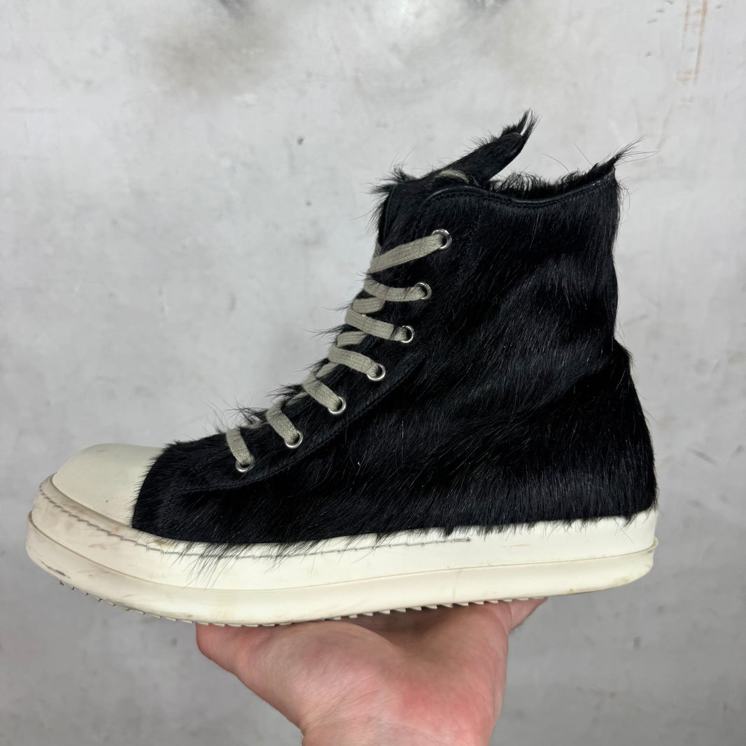 Rick Owens Black Ponyhair Ramone Highs