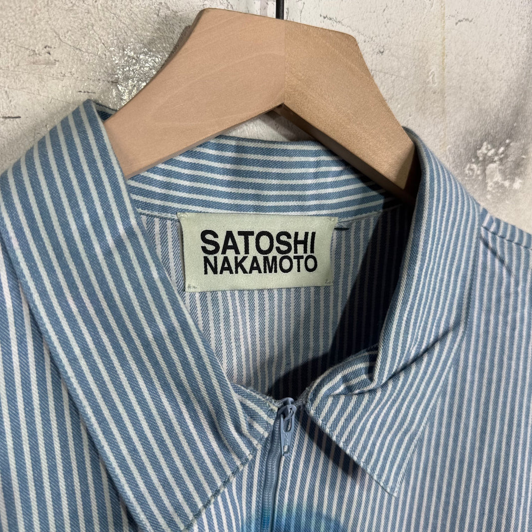 Satoshi Nakamoto Pinstriped Moto Q-Zip Shirt