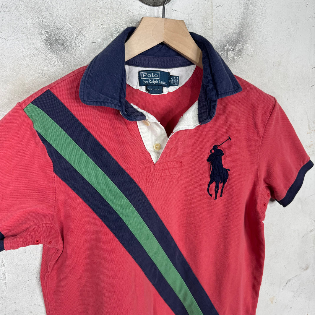 Ralph Lauren Red Diagonal Striped Big Pony Polo