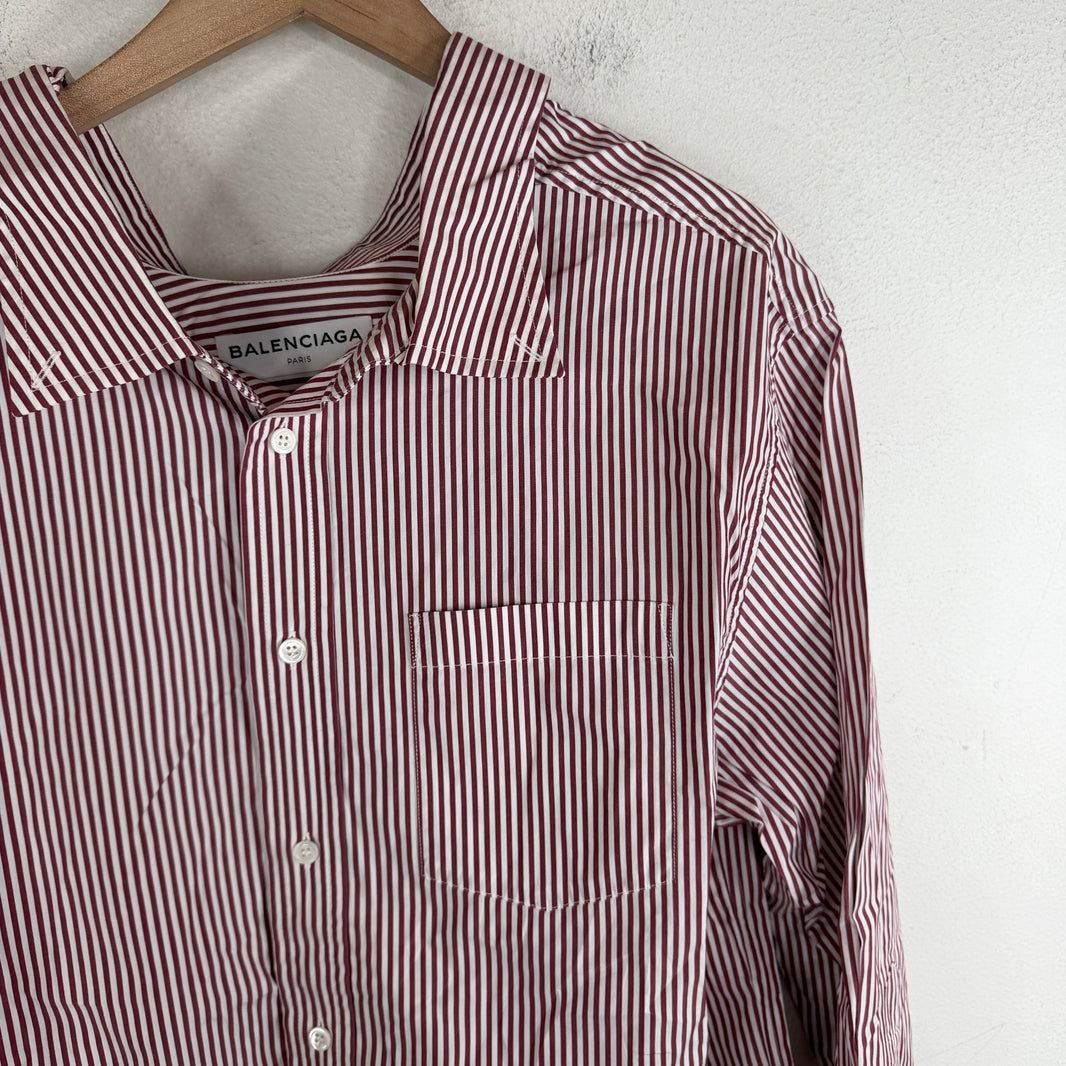 Balenciaga Red Striped Button Up Shirt