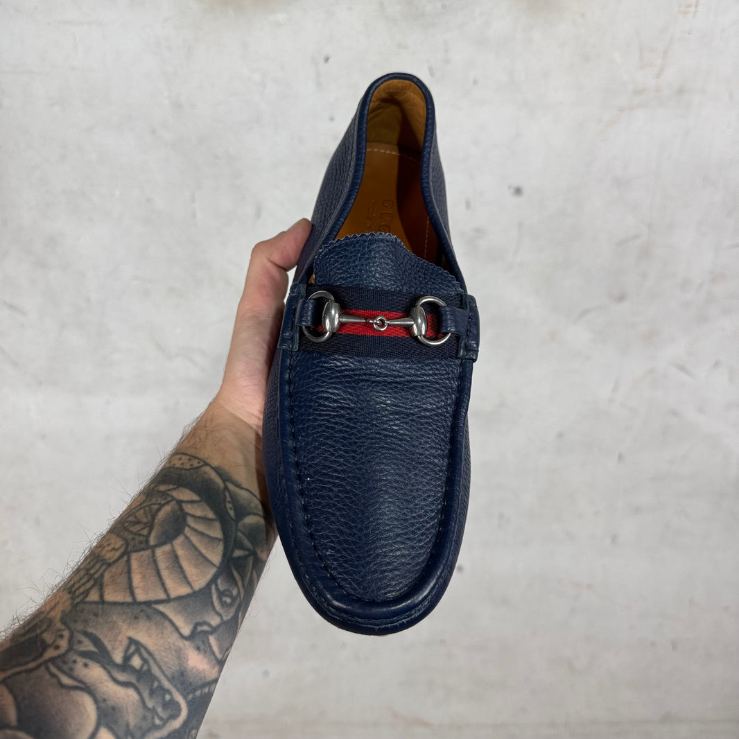 Gucci Navy Driver Flats
