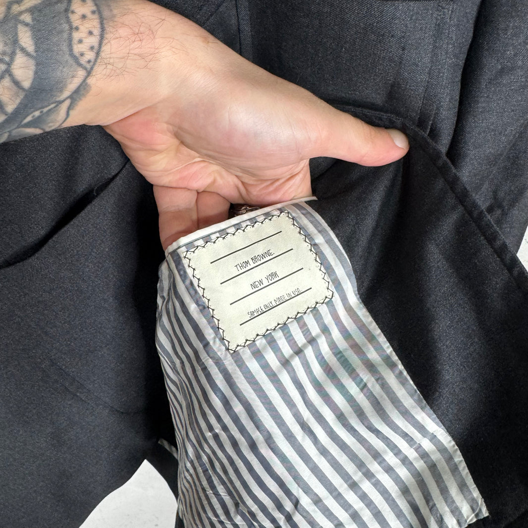 Thom Browne Dark Grey Tailored Partial Lined Blazer