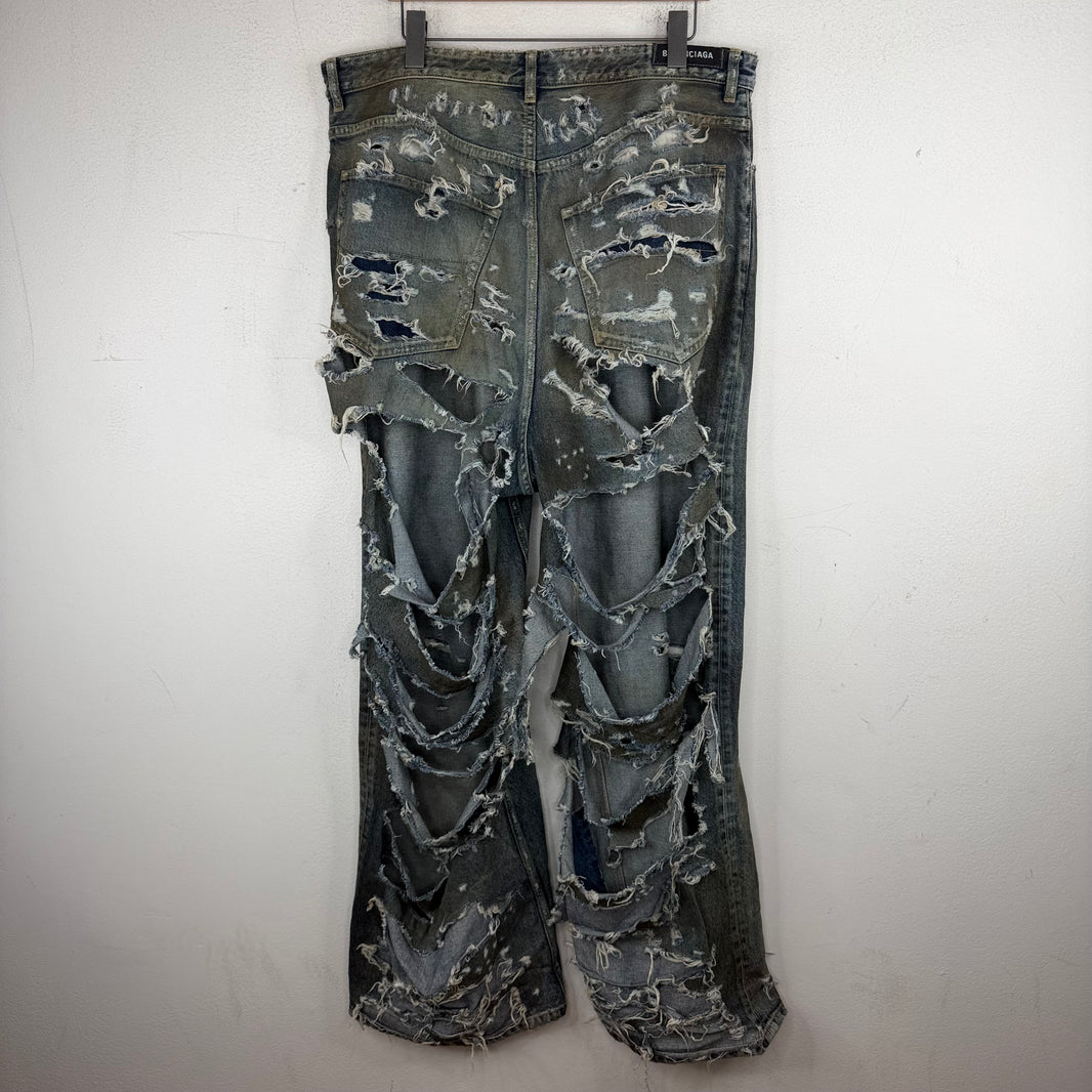 Balenciaga Super Destroyed Blue Jeans