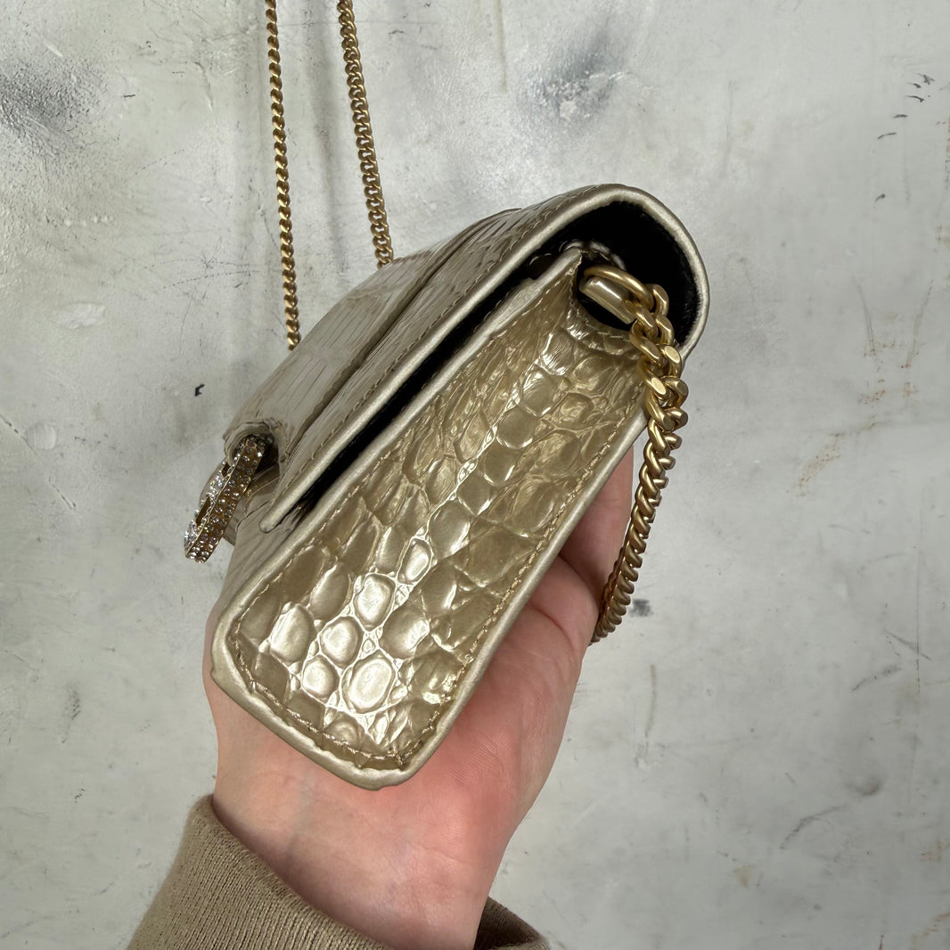 Balenciaga Gold Hourglass Chained Wallet Purse