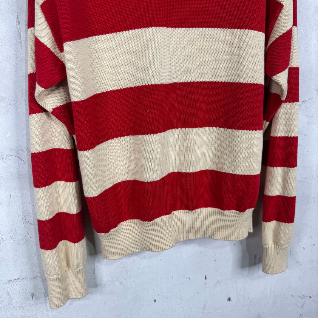 Gucci Striped Logo Knit Polo Sweater