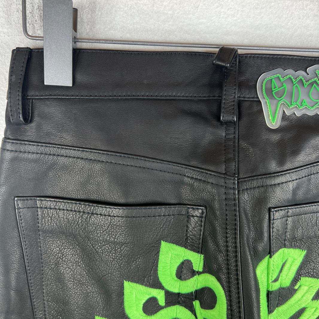 Endless Denim Black/Green Leather Pants