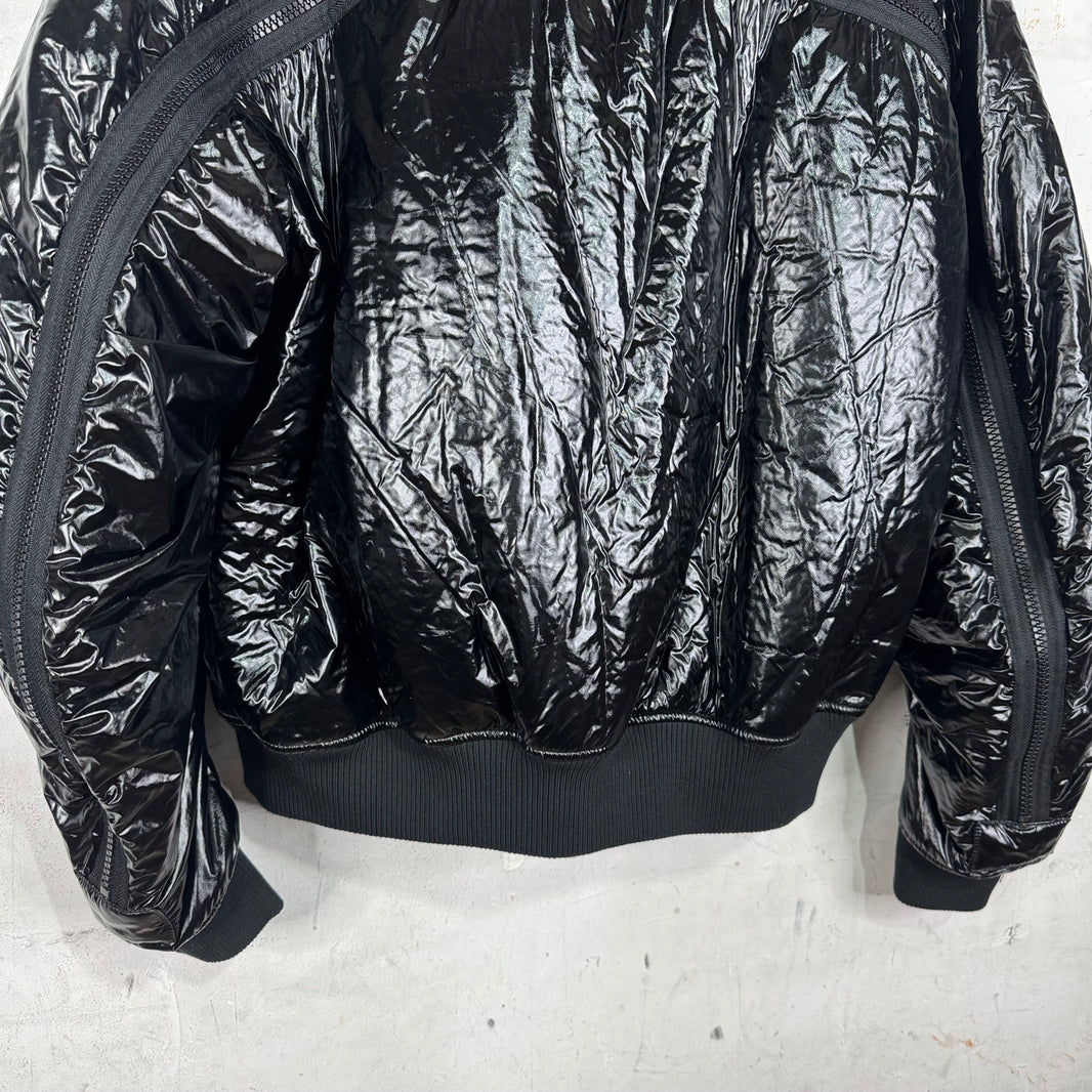 Dries Van Noten Black Glossy Back Zip Bomber
