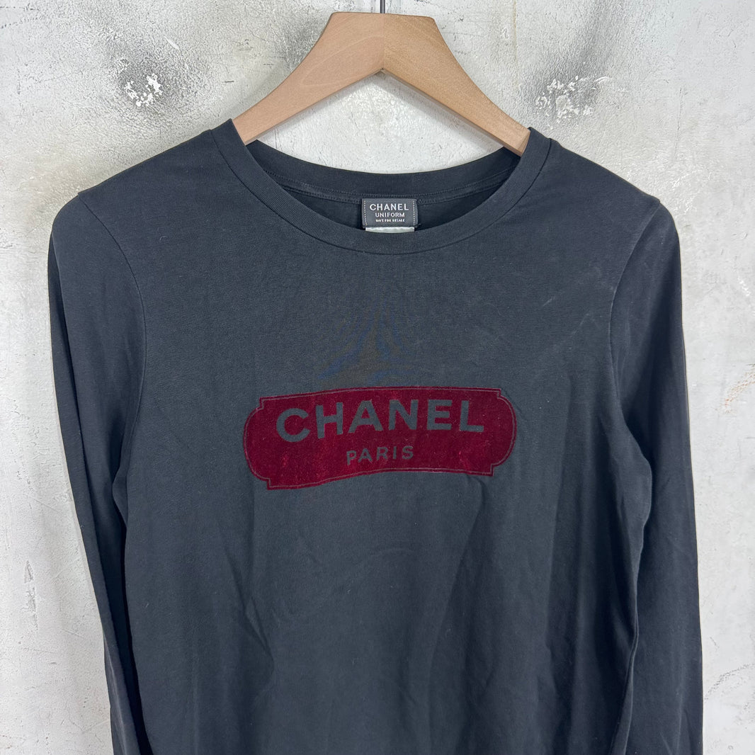 Chanel Uniform Velvet Logo L/S T-Shirt