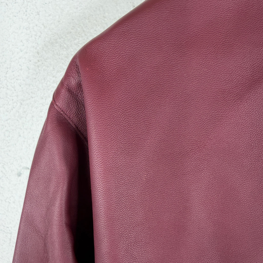 The Row Maroon Leather Shirt