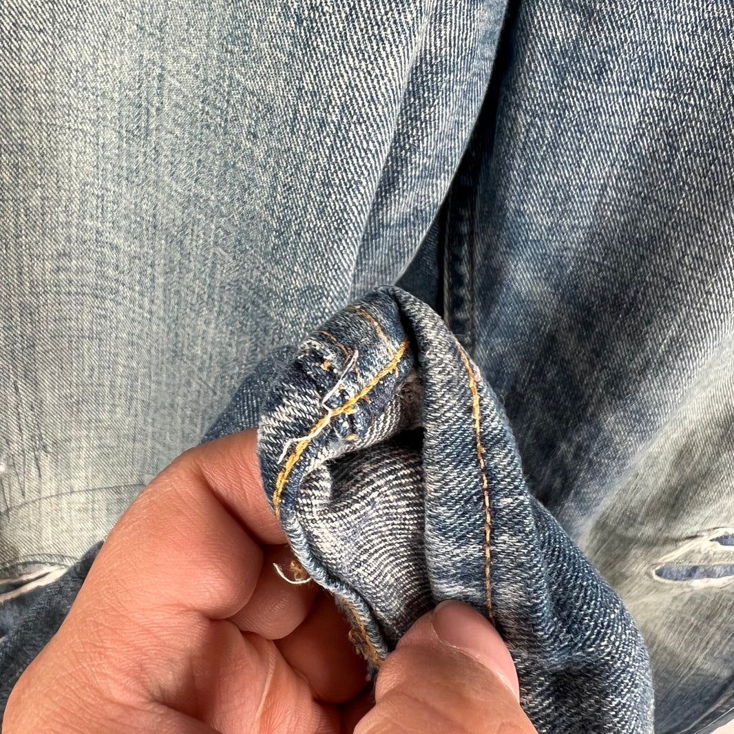 RRL Distressed Buckle Back Jeans