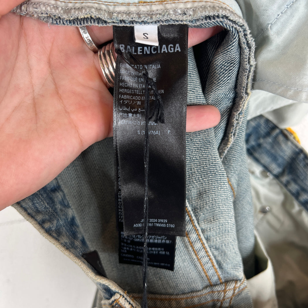 Balenciaga Paneled Drawstring Baggy Denim Jeans