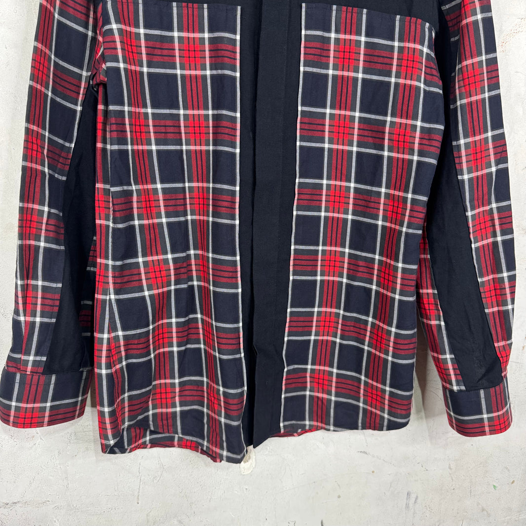 Givenchy Red/Navy Plaid Shirt Black Cross Front