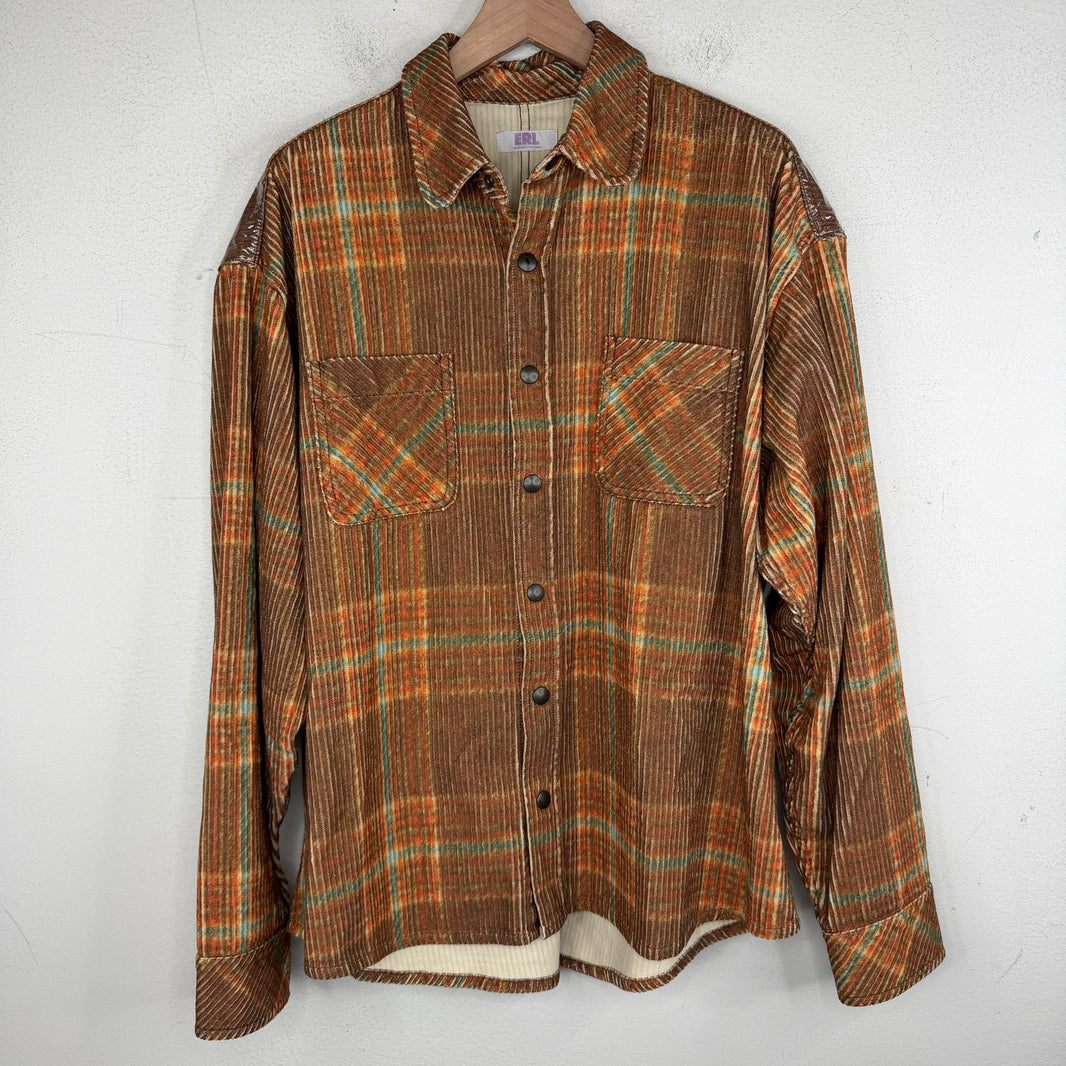 ERL Corduroy Printed Snap Button Overshirt