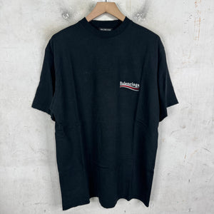 Balenciaga Distressed Black Embroidered Campaign T-Shirt