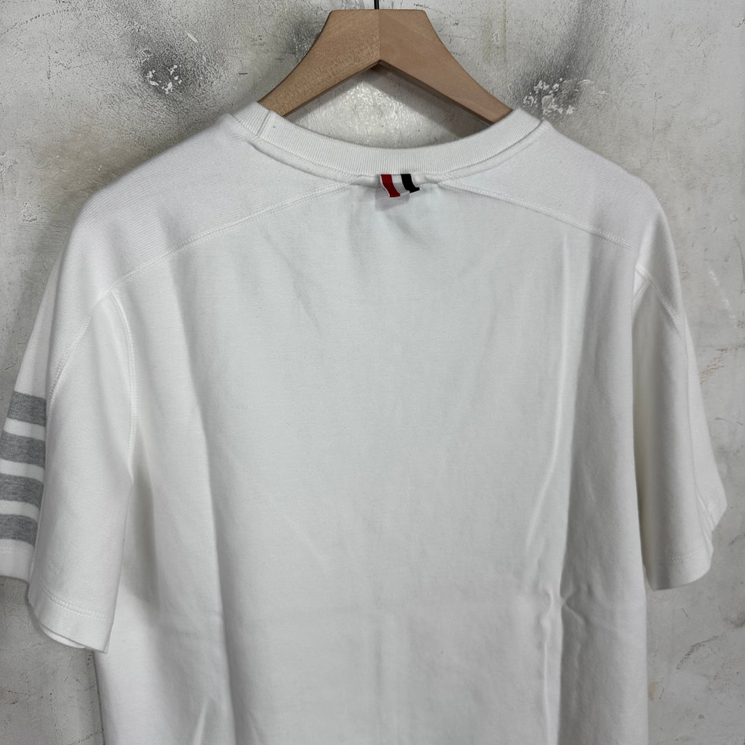 Thom Browne White Striped Sleeve T-Shirt