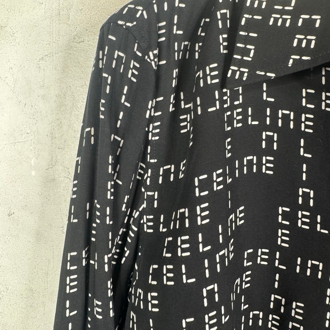Celine Black Analog Text L/S Button Up Shirt