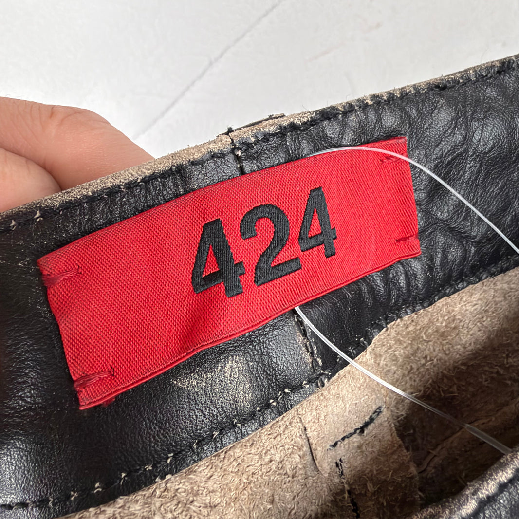 424 Distressed Leather Pants