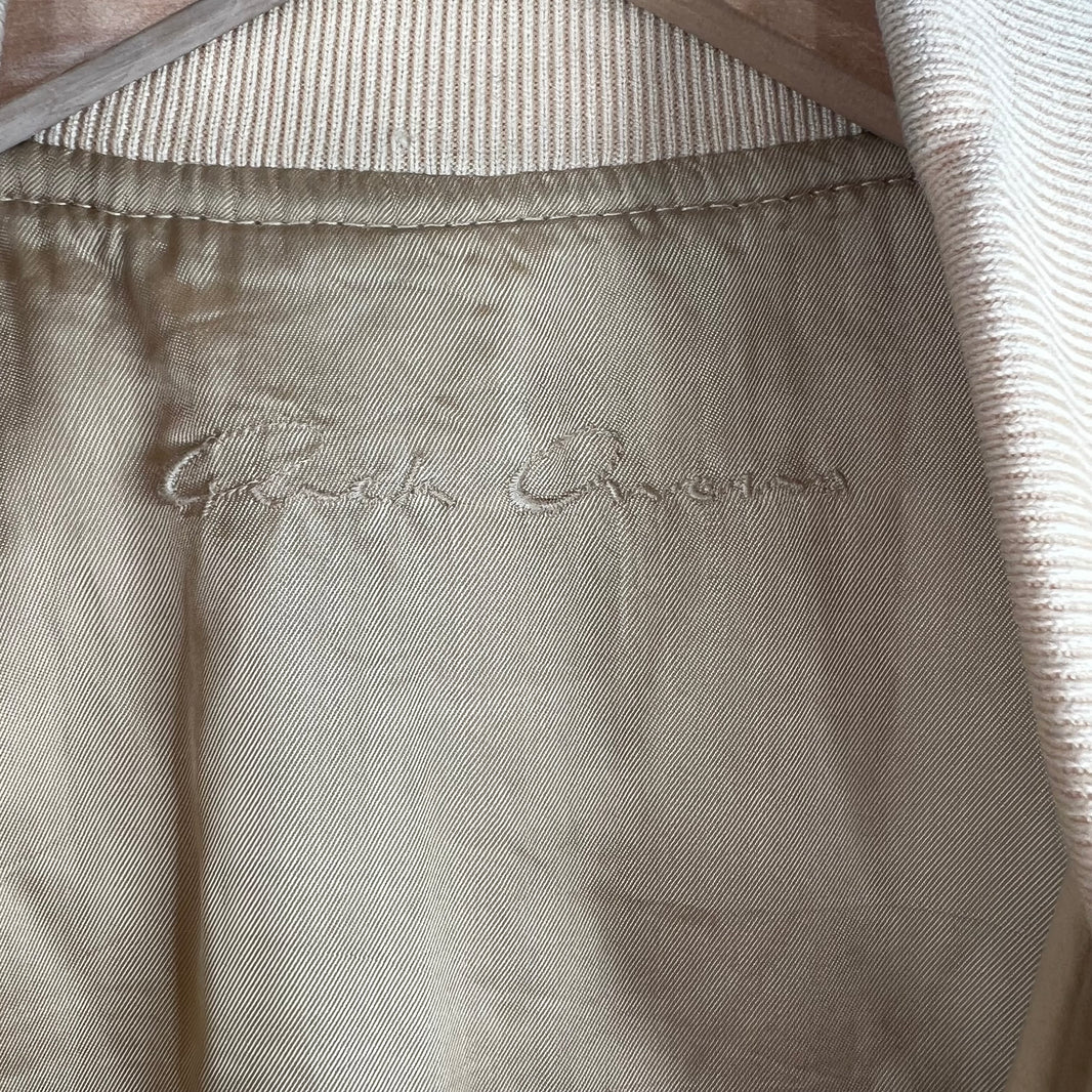 Rick Owens Cream Leather Bomber Jacket