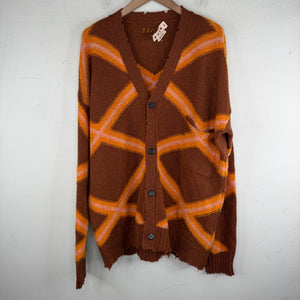 Marni Striped Distressed Knit Cardigan