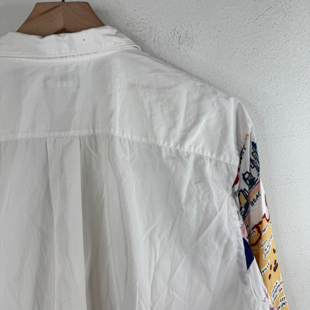 CDG White Sleeve Detail Button Up Shirt