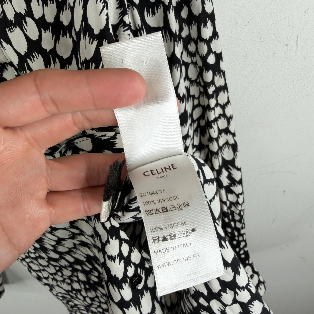Celine Black/White Printed Viscose Button Up Shirt