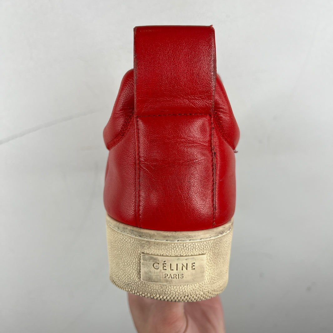 Celine Red Leather Slip On Sneakers