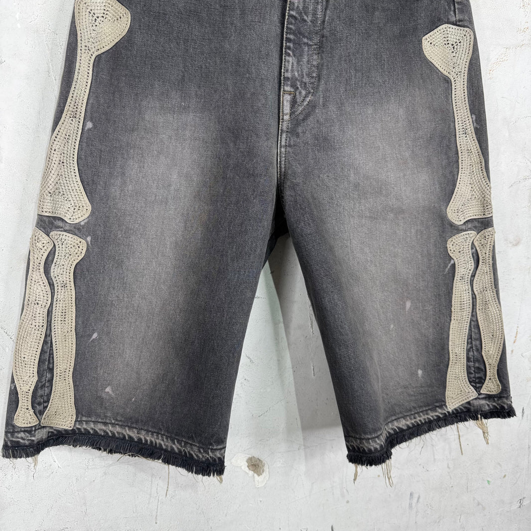Kapital Grey Denim Bones Shorts