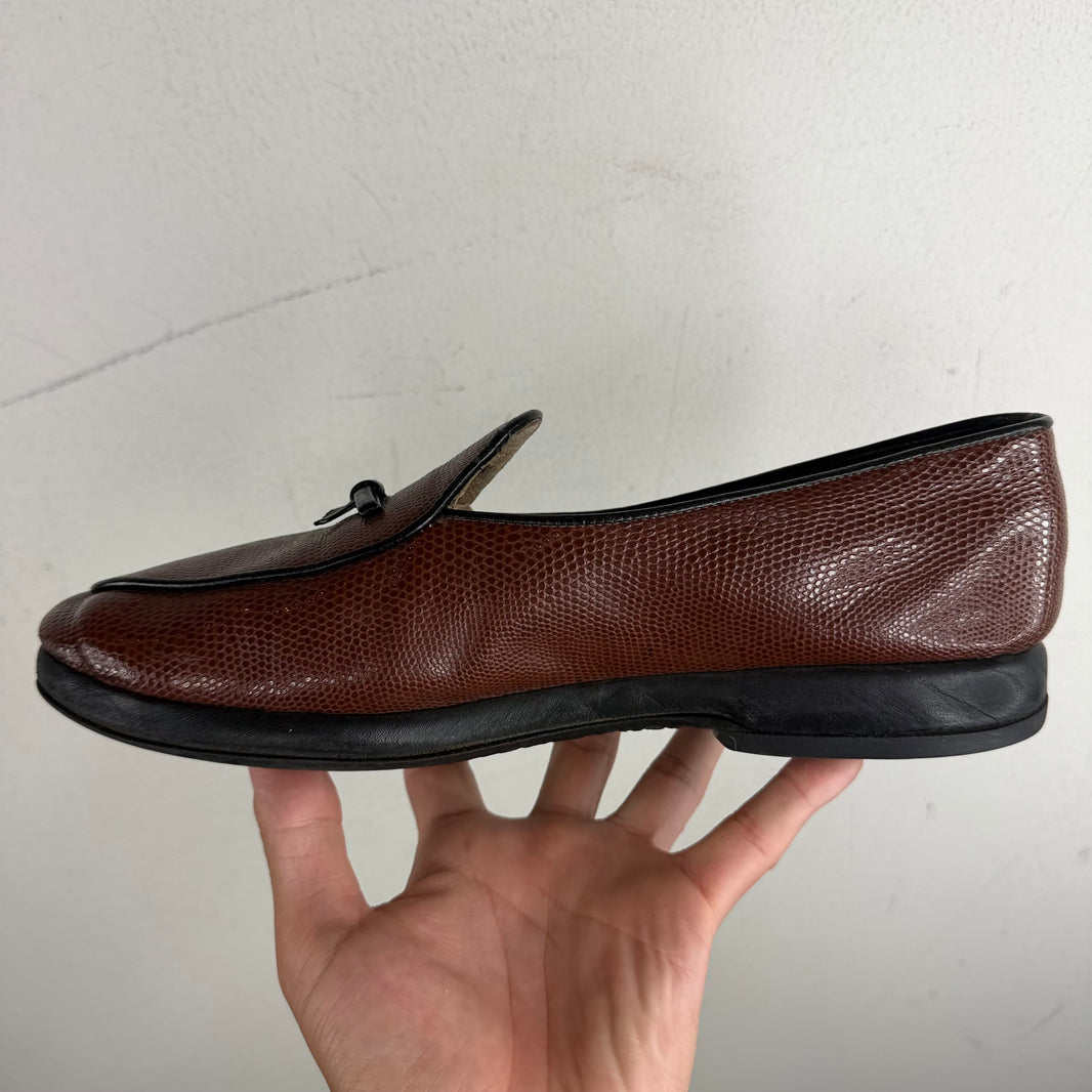 Belgian Shoes Leather Textured Loafers