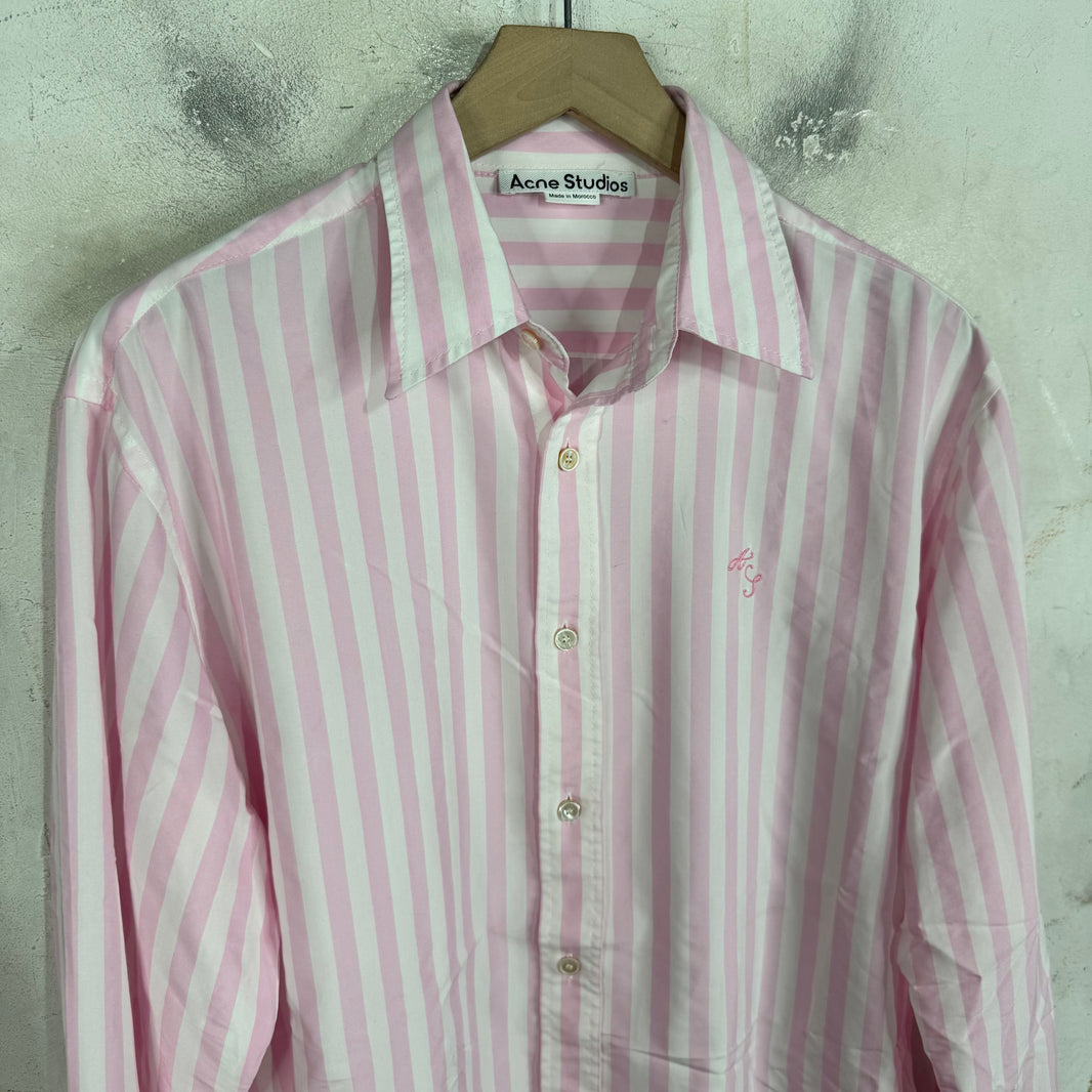 Acne Studios Pink Striped Logo Shirt