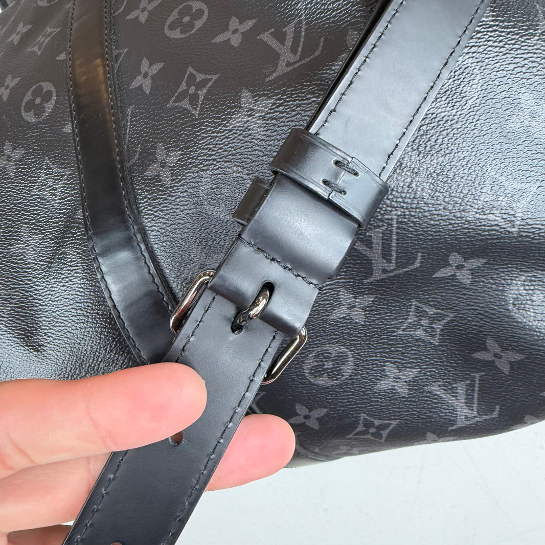 Louis Vuitton Black Monogram Keepall 55 Duffel Bag