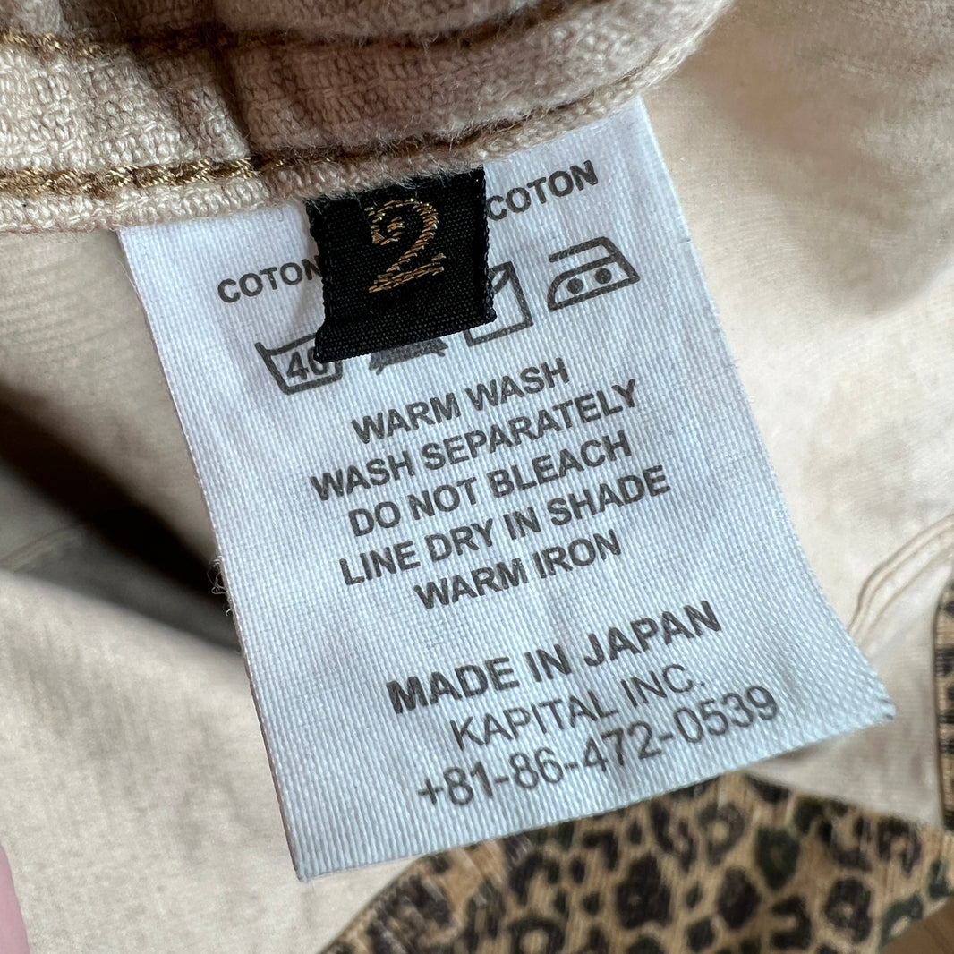 Kapital Leopard Print Corduroy Belted Coat