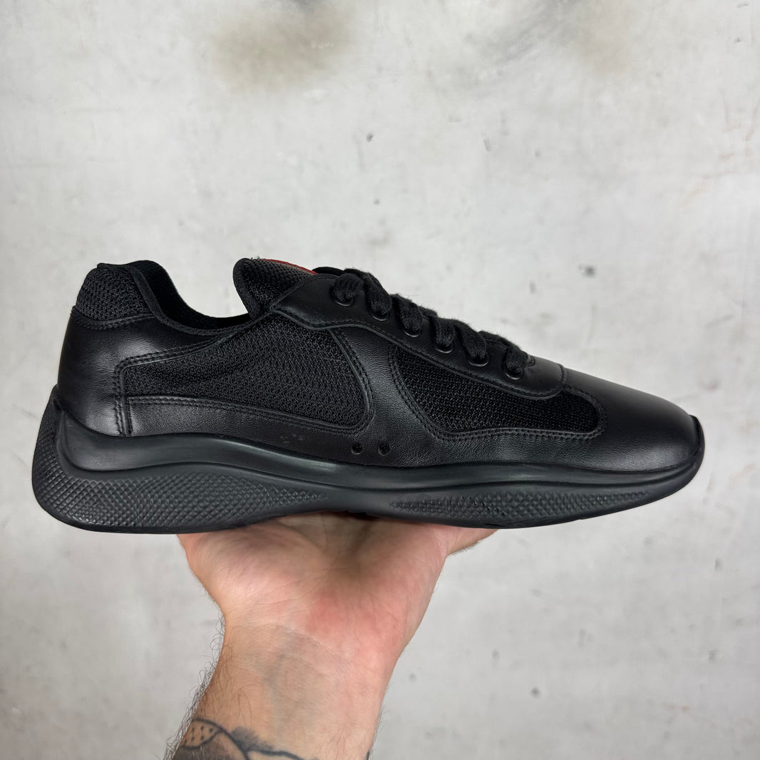 Prada Triple Black Flat Leather Americas Cup