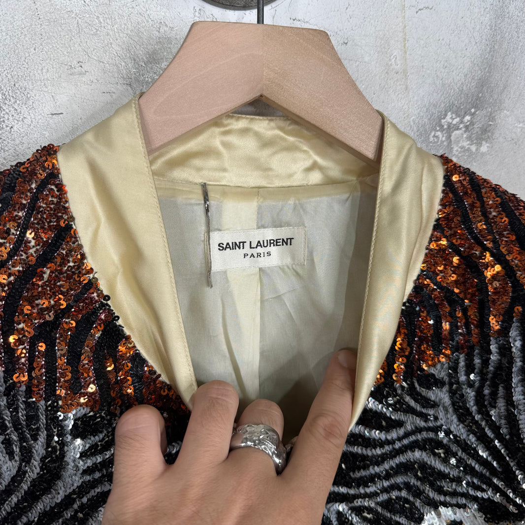 Saint Laurent Animal Sequined SatinBomber